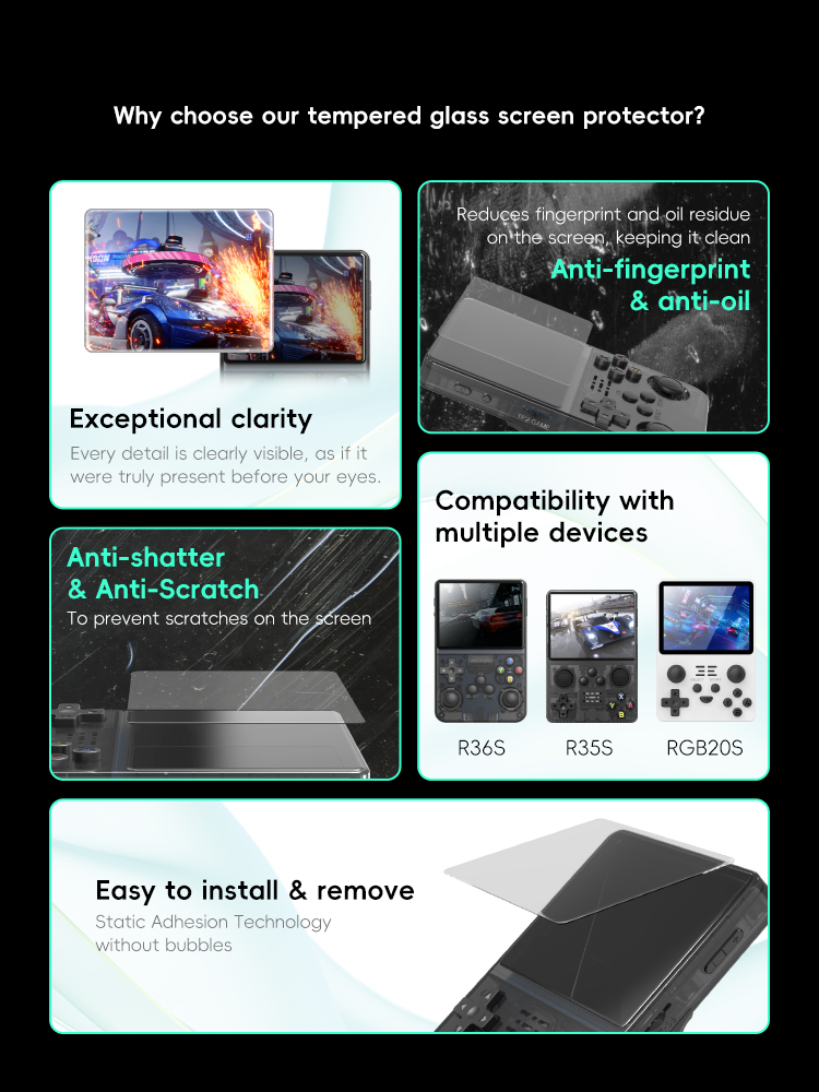 Protector de pantalla de vidri - Retro Handheld Game Console R36S reseña y precio